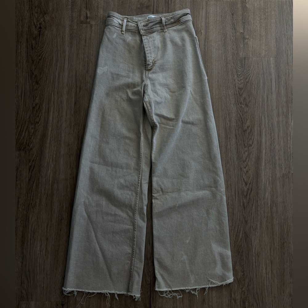 Zara Beige Straight-Leg Pants